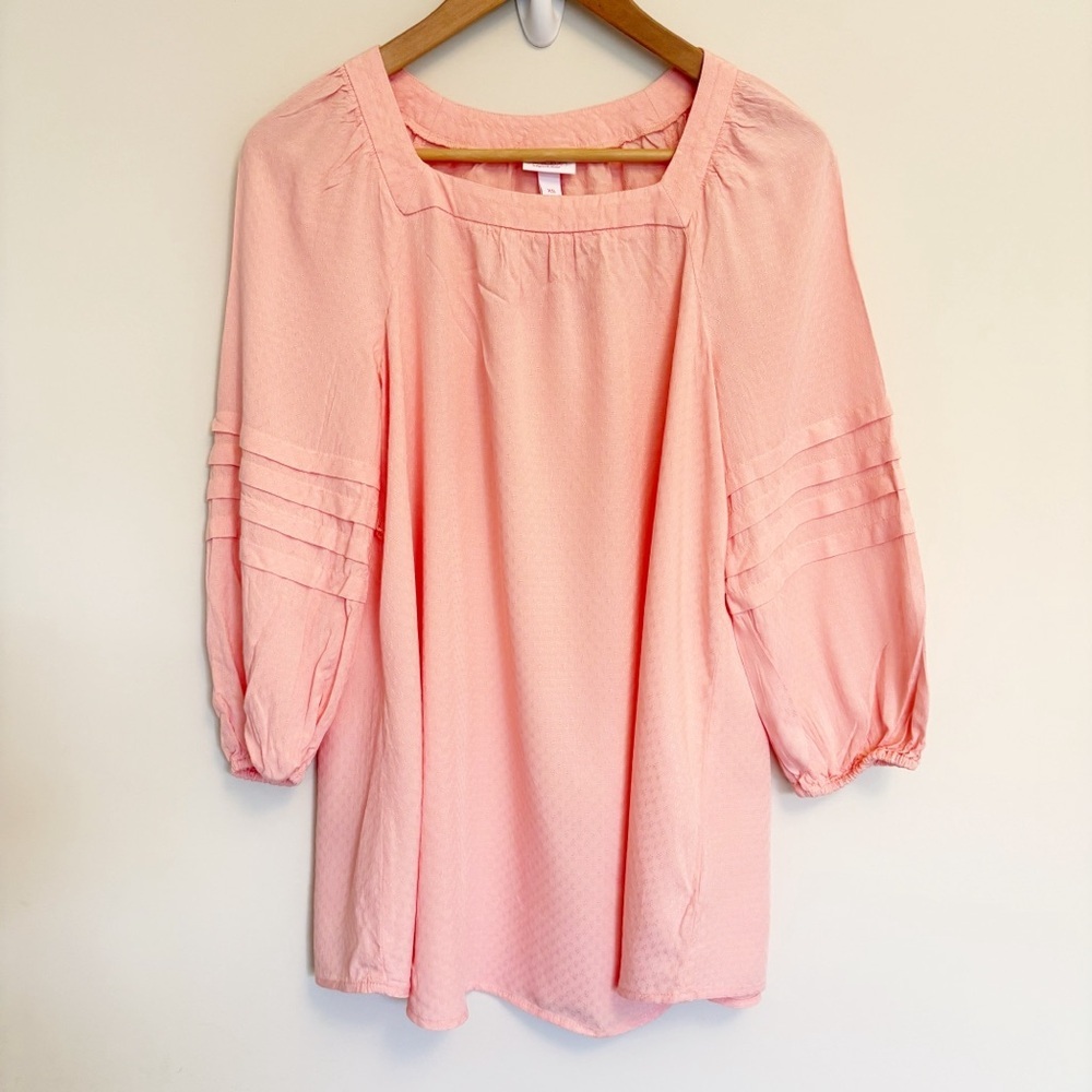 NWT Isabel Maternity Peach Square Neck Balloon Sleeve Maternity Top size XS